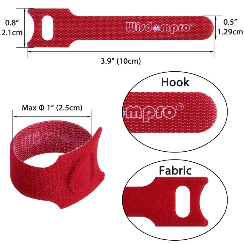 Wisdompro 50 Pack 4 Inches Hook and Loop Cable Ties, Self-gripping Fastening Cord Strap by Wisdompro - Reusable, Durable Functional Ties to Keep Your Home, Office, Workspace from Tangled Messes of Cords - Image 4